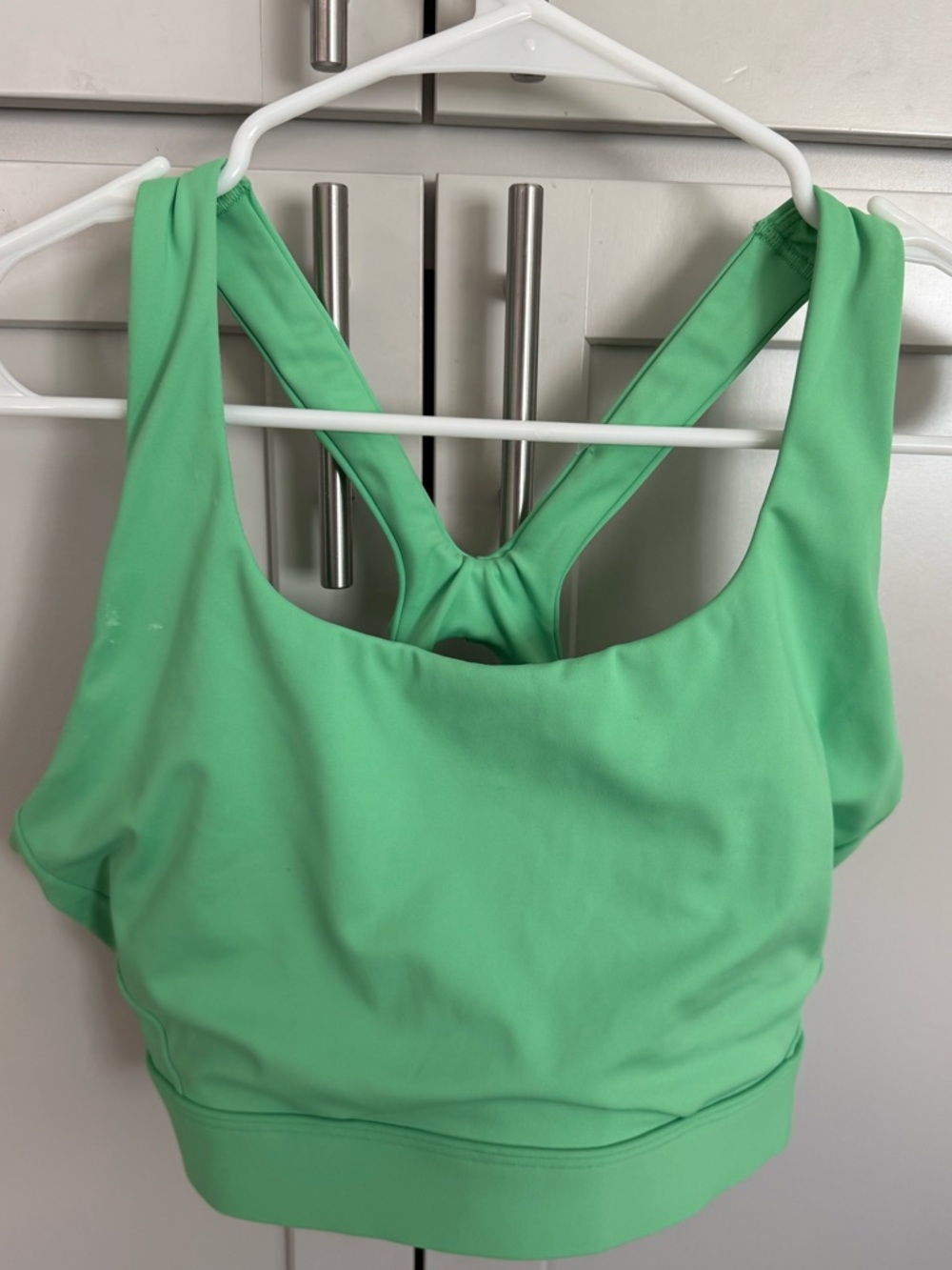 Athleta Neon Green Racerback Sports Bra Medium Support Keyhole Back Size L/XL